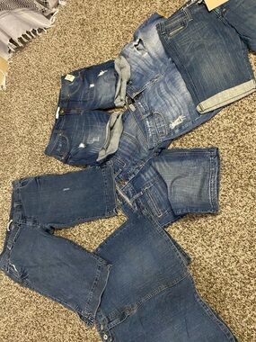 Lot of Women Blue Distressed Denim Jean 5 shorts 1 Skirt let’s shop with me